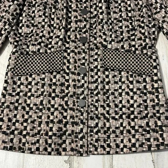 Hilton Hollis Check Squares Black and Tan Snap Jacket Size 10 - Picture 5 of 12